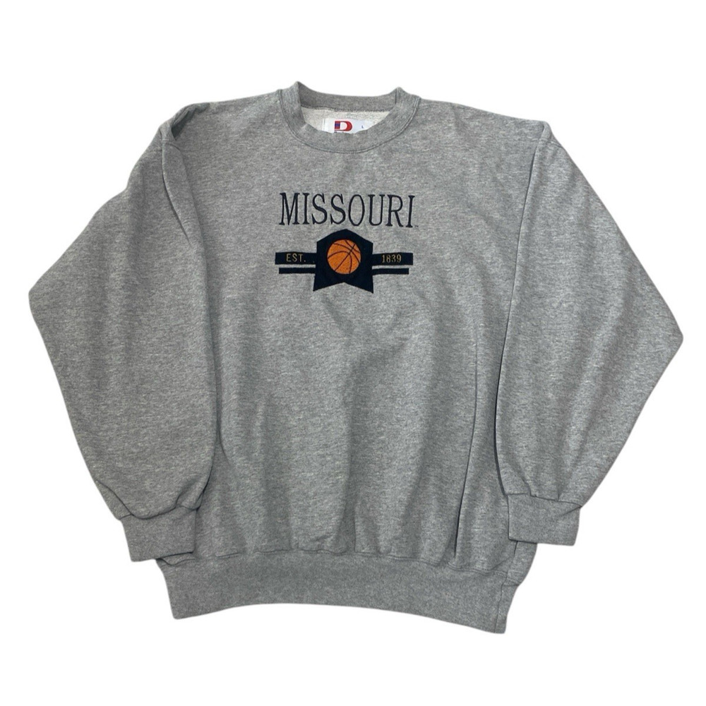 DODGER 90's Vintage Missouri Basketball Crew Neck Sweatshirt Men's L Gray USA